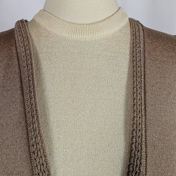 Kay Windsor Knit Dress Vintage MCM 60s Mod Sleeveless Tan Cream Belted Secretary - Picture 5 of 10